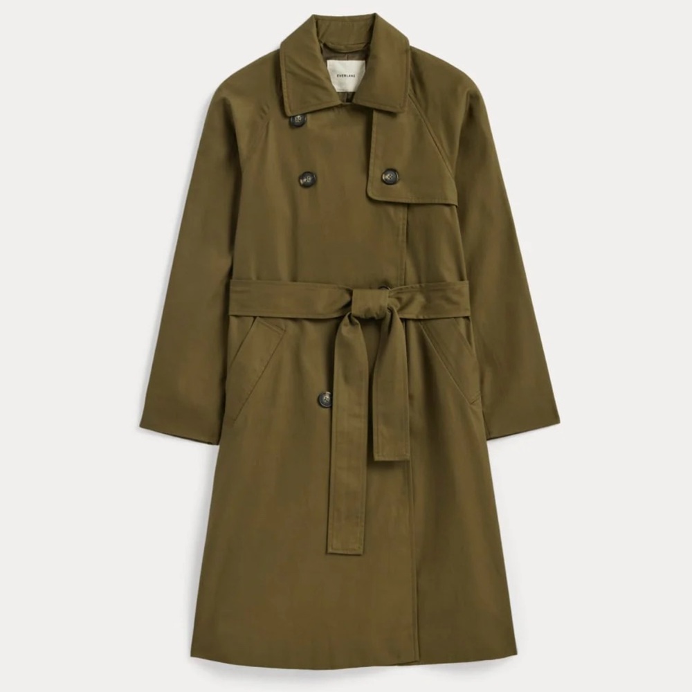 Everlane Khaki Double-Breasted Trench Coat - Picture 2 of 6